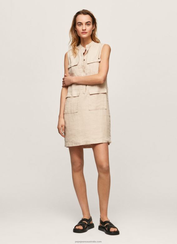 women_stone_pepe_jeans_aura_utility_dress_60j40215.jpg Women Stone Pepe Jeans Aura Utility Dress 60J40215 - Image 1