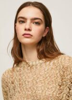 Women Stone Pepe Jeans Cropped Knit Openwork Cardigan 60J40233 - Image 4