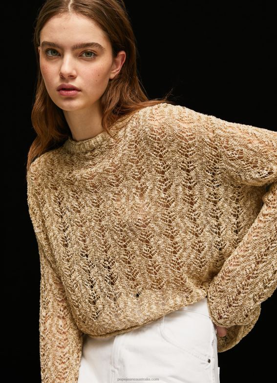 women_stone_pepe_jeans_cropped_knit_openwork_cardigan_60j40233.jpg Women Stone Pepe Jeans Cropped Knit Openwork Cardigan 60J40233 - Image 1