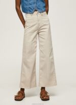 Women Stone Pepe Jeans Flared Cotton Trousers 60J40312 - Image 2