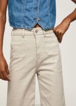 Women Stone Pepe Jeans Flared Cotton Trousers 60J40312 - Image 3