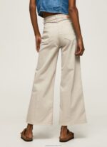 Women Stone Pepe Jeans Flared Cotton Trousers 60J40312 - Image 4