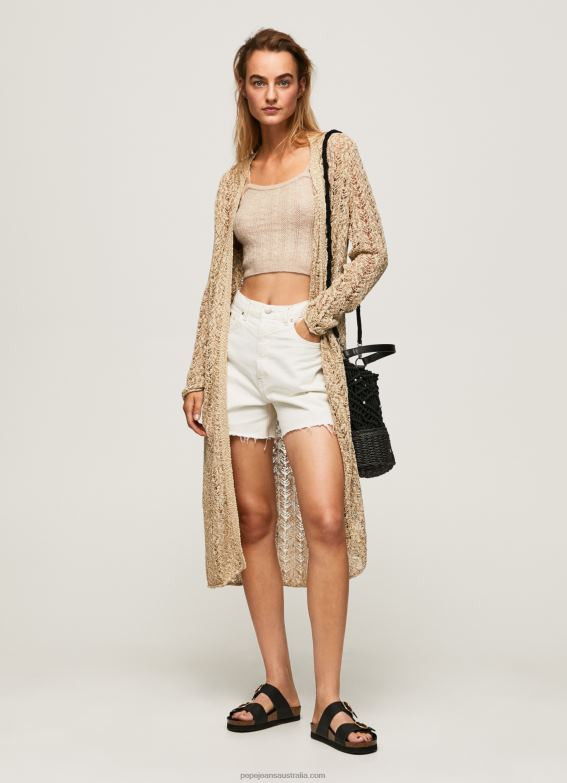 women_stone_pepe_jeans_long_openwork_cardigan_60j40234.jpg Women Stone Pepe Jeans Long Openwork Cardigan 60J40234 - Image 1