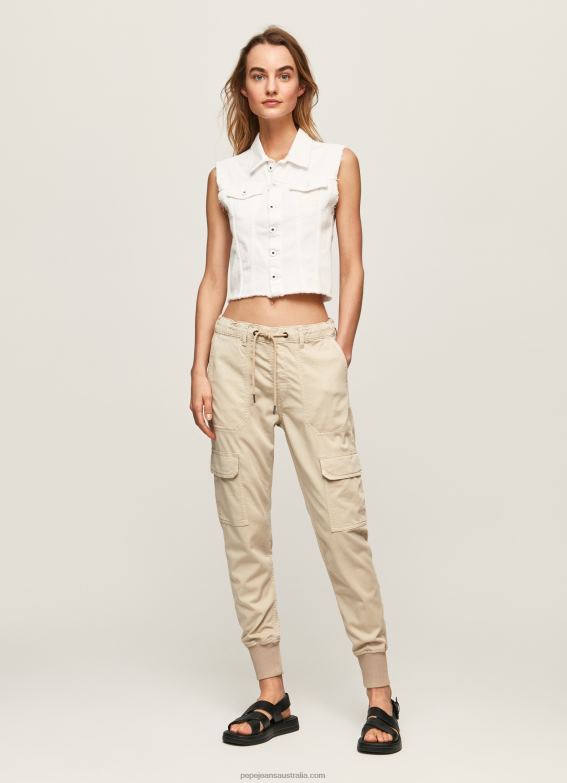 women_stone_pepe_jeans_new_crusade_cargo_joggers_60j40318.jpg Women Stone Pepe Jeans New Crusade Cargo Joggers 60J40318 - Image 1