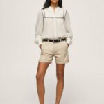 Women Stone Pepe Jeans Regular Fit Chino Shorts 60J40524