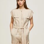 Women Stone Pepe Jeans Short Jumpsuit With Belt 60J40176