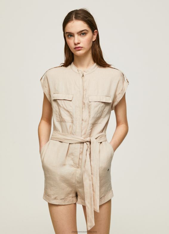 women_stone_pepe_jeans_short_jumpsuit_with_belt_60j40176.jpg Women Stone Pepe Jeans Short Jumpsuit With Belt 60J40176 - Image 1
