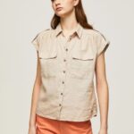 Women Stone Pepe Jeans Short Sleeved Utility Shirt 60J40341