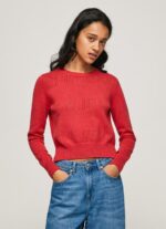 Women Studio Red Pepe Jeans Cotton Jersey With Openwork Details 60J40259