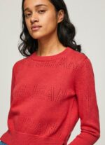 Women Studio Red Pepe Jeans Cotton Jersey With Openwork Details 60J40259 - Image 3