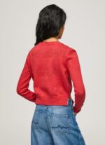 Women Studio Red Pepe Jeans Cotton Jersey With Openwork Details 60J40259 - Image 4