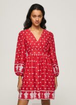 Women Studio Red Pepe Jeans Dress With Embroidered Details 60J40216 - Image 2