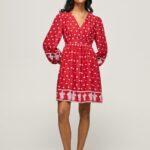Women Studio Red Pepe Jeans Dress With Embroidered Details 60J40216