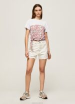Women Studio Red Pepe Jeans Floral Printed Cotton T-Shirt 60J40380 - Image 2