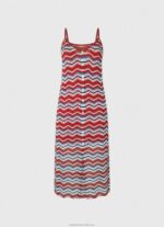 Women Studio Red Pepe Jeans Frida Zig-Zag Knit Dress 60J40170 - Image 5