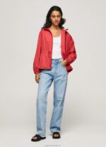 Women Studio Red Pepe Jeans Hooded Windbreaker Jacket 60J40129 - Image 2
