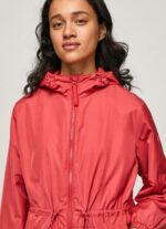 Women Studio Red Pepe Jeans Hooded Windbreaker Jacket 60J40129 - Image 3