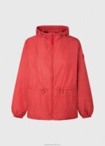 Women Studio Red Pepe Jeans Hooded Windbreaker Jacket 60J40129 - Image 5