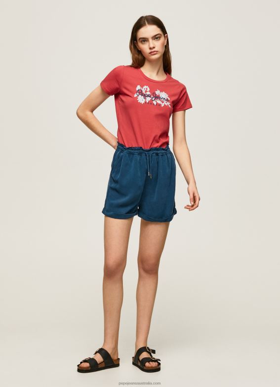 Women Studio Red Pepe Jeans Logo Print Lycra T-Shirt 60J40384 - Image 2