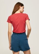 Women Studio Red Pepe Jeans Logo Print Lycra T-Shirt 60J40384 - Image 4