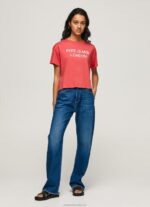 Women Studio Red Pepe Jeans Logo Print T-Shirt 60J40379 - Image 2