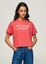Women Studio Red Pepe Jeans Logo Print T-Shirt 60J40379