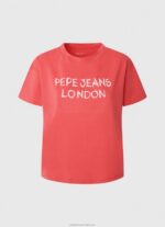 Women Studio Red Pepe Jeans Logo Print T-Shirt 60J40379 - Image 5