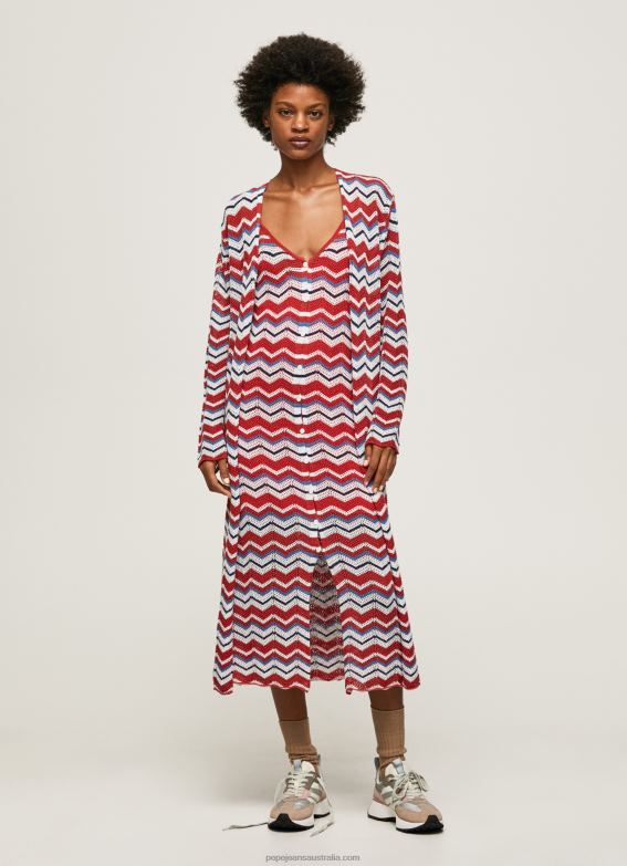 Women Studio Red Pepe Jeans Long Cardigan With Zig-Zag Print 60J40225 - Image 2
