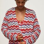 Women Studio Red Pepe Jeans Long Cardigan With Zig-Zag Print 60J40225