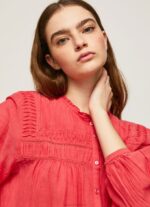 Women Studio Red Pepe Jeans Openwork Pleated Blouse 60J40321 - Image 3