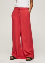 Women Studio Red Pepe Jeans Paper Bag Wide Trousers 60J40303 - Image 2