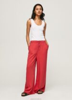 Women Studio Red Pepe Jeans Paper Bag Wide Trousers 60J40303