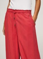 Women Studio Red Pepe Jeans Paper Bag Wide Trousers 60J40303 - Image 3