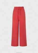 Women Studio Red Pepe Jeans Paper Bag Wide Trousers 60J40303 - Image 5