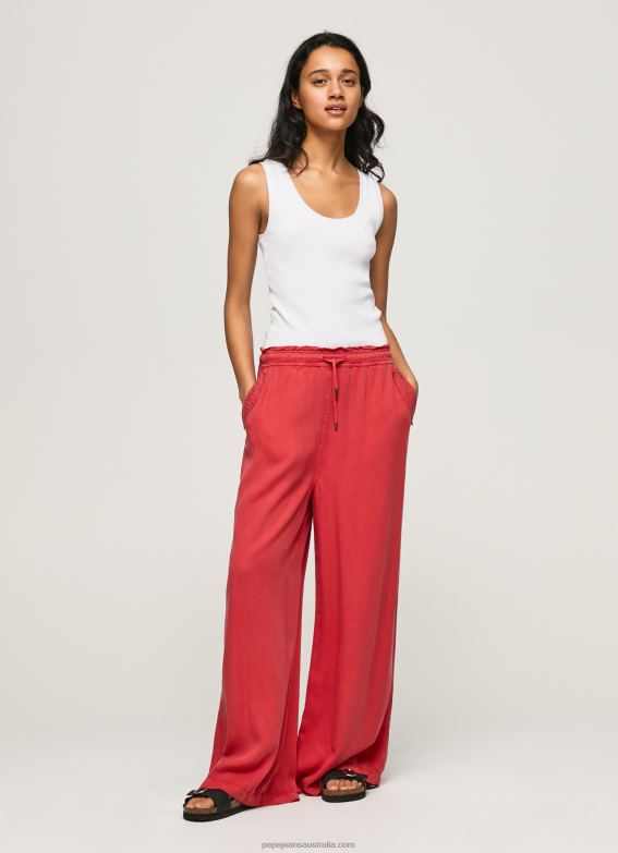 women_studio_red_pepe_jeans_paper_bag_wide_trousers_60j40303.jpg Women Studio Red Pepe Jeans Paper Bag Wide Trousers 60J40303 - Image 1