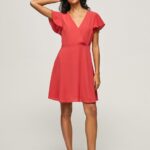 Women Studio Red Pepe Jeans Patrizia Crossed Collar Dress 60J40166