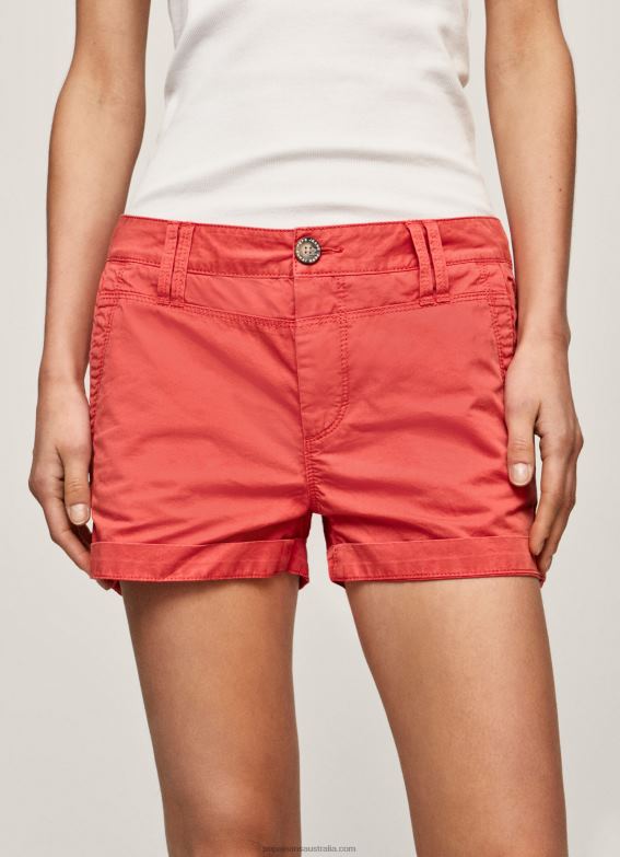 Women Studio Red Pepe Jeans Regular Fit Cotton Shorts 60J40519 - Image 3