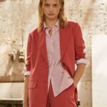 Women Studio Red Pepe Jeans Relaxed Fit Linen Blazer 60J40109