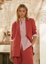 Women Studio Red Pepe Jeans Relaxed Fit Linen Blazer 60J40109