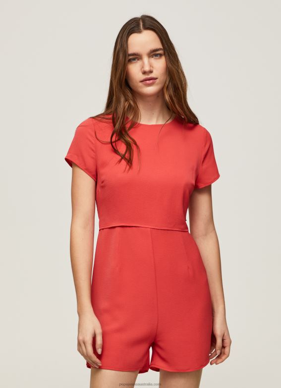 women_studio_red_pepe_jeans_short_crepe_jumpsuit_60j40203.jpg Women Studio Red Pepe Jeans Short Crepe Jumpsuit 60J40203 - Image 1