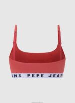 Women Studio Red Pepe Jeans Solid Str Brlt Sports Bra 60J40570 - Image 2