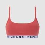 Women Studio Red Pepe Jeans Solid Str Brlt Sports Bra 60J40570