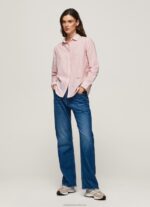 Women Studio Red Pepe Jeans Striped Cotton Voile Shirt 60J40348 - Image 2