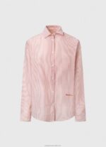 Women Studio Red Pepe Jeans Striped Cotton Voile Shirt 60J40348 - Image 5
