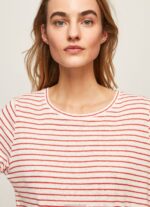 Women Studio Red Pepe Jeans Striped Long Sleeved T-Shirt 60J40395 - Image 3