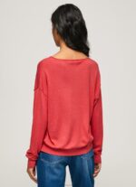 Women Studio Red Pepe Jeans V Neckline Relaxed Fit Jersey 60J40258 - Image 4