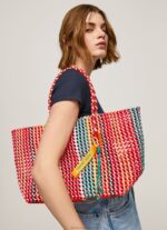 Women Studio Red Pepe Jeans Woven Plastic Tote Bag 60J40720