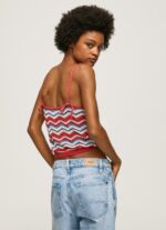 Women Studio Red Pepe Jeans Zig-Zag Print Top 60J40226 - Image 4