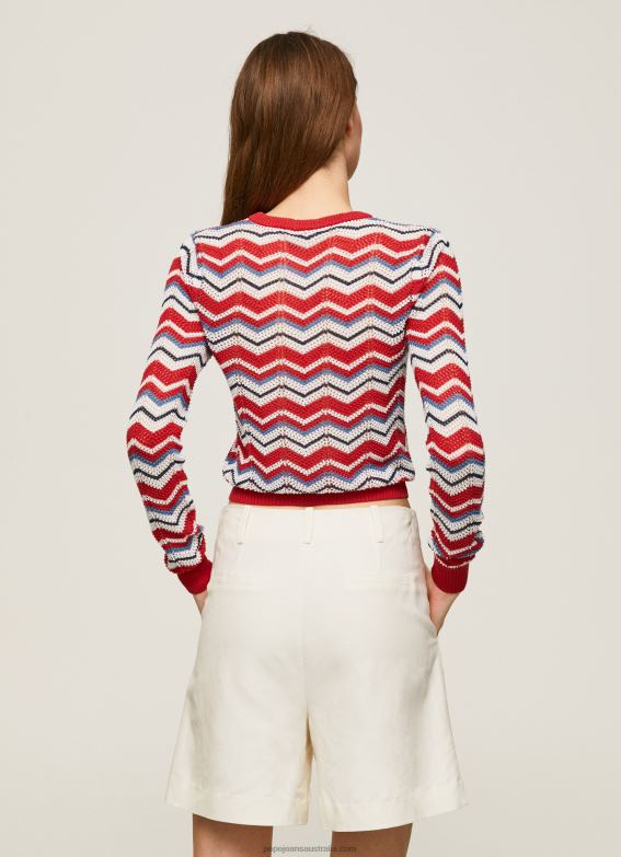 Women Studio Red Pepe Jeans Zig-Zag Regular Fit Jersey 60J40227 - Image 4