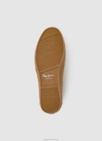 Women Tan Pepe Jeans Colin Shoe Leather Sneakers 60J40640 - Image 5